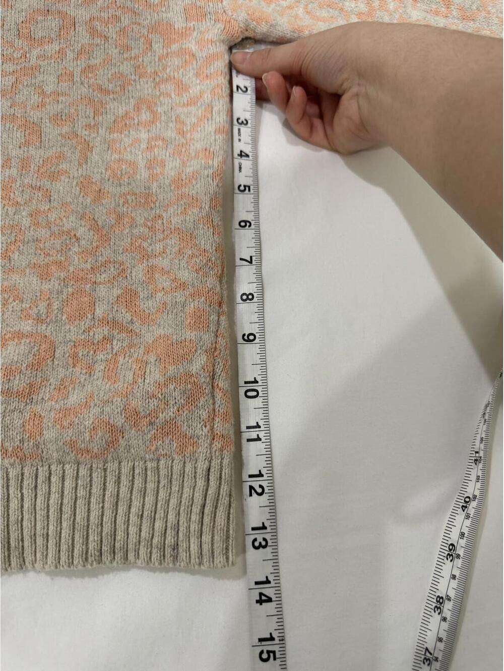Free People Beige Peach Animal Print Boat Neck Alpaca Blend Sweater- Size Small - Picture 9 of 9